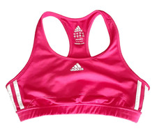 Adidas M Sports Bra Pink 3 stripe Exercise Workout Activewear