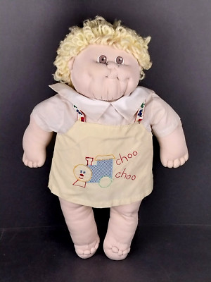 Vintage Handmade Soft Sculpture Boy Doll Blonde Hair CPK Cabbage Patch Style