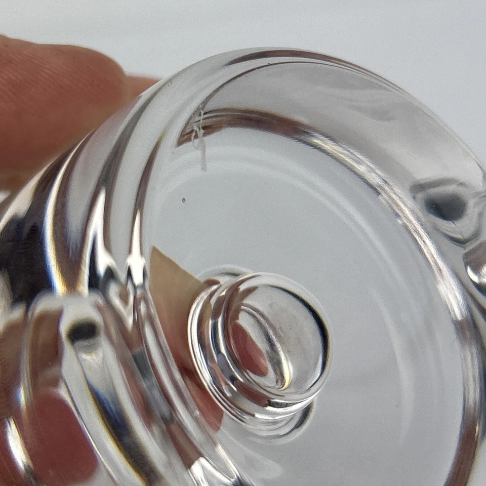 Par de candelabros de cristal Orrefors firmado disco redondo pesado Foto 3 de 4