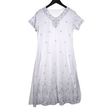 Handmade Lace Nightgown Womens Med White Lavender Lace Tatting Detail Semi Sheer
