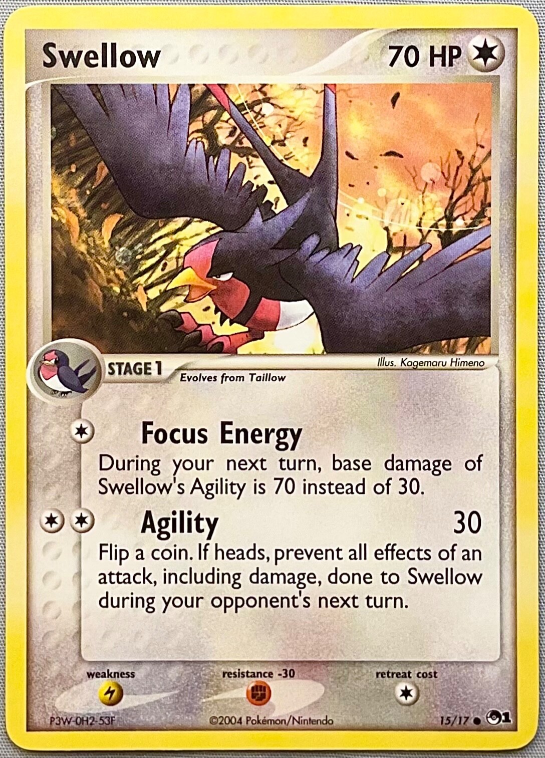 Pokémon Swellow #15/17 Common - 2004 Pop Series 1 Promo - MINT Condition!