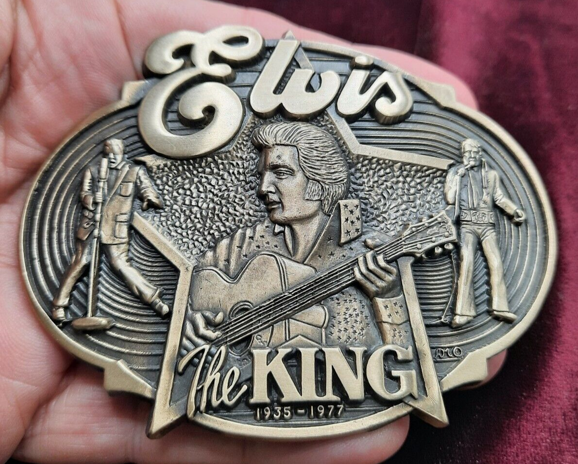 Vintage Elvis Presley the King Rock & Roll Belt Buckle Collectors Edition