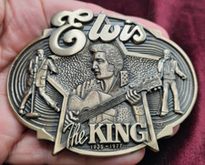 Vintage Elvis Presley the King Rock Roll Belt Buckle Collectors Edition