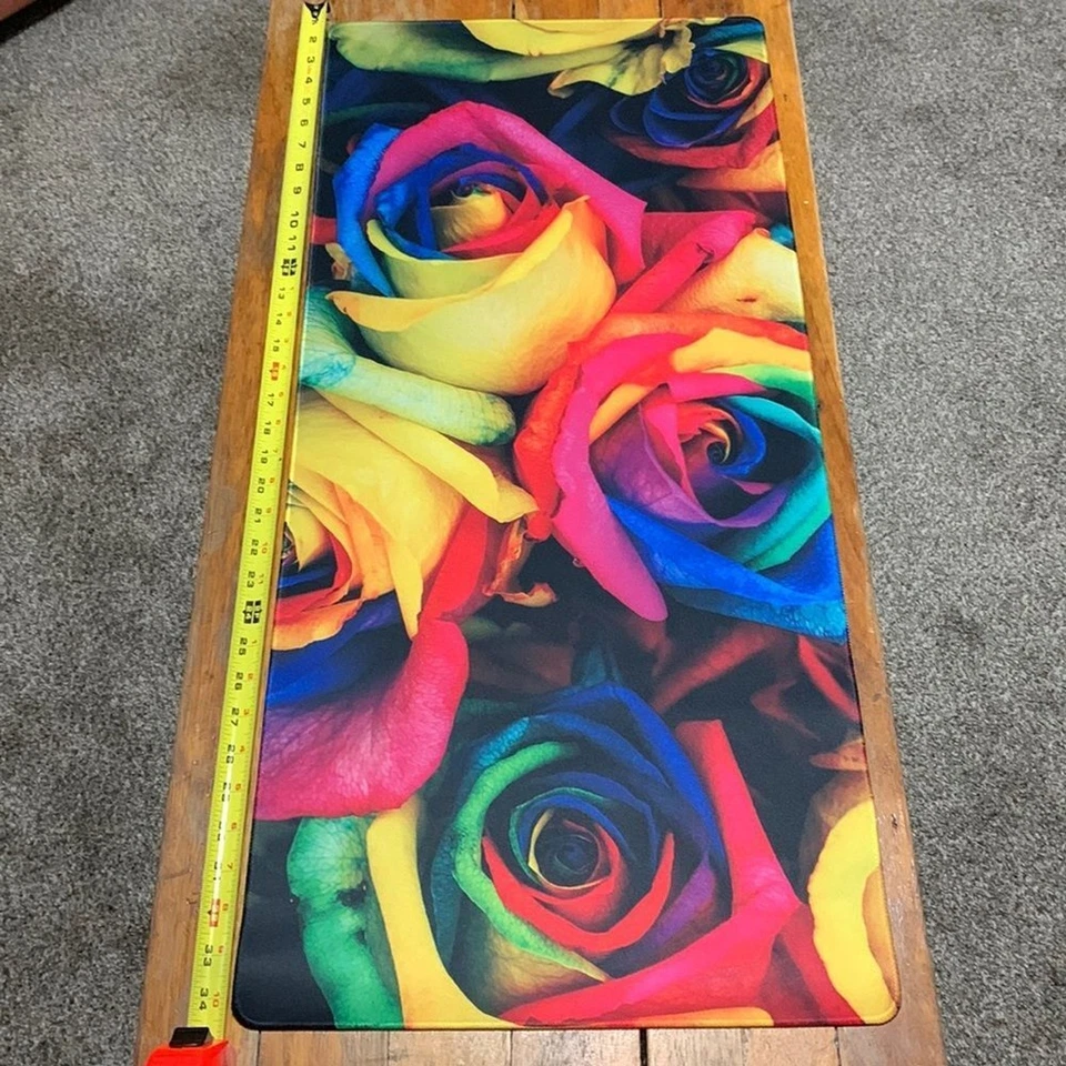 Gaming Computer Pad Mouse Mat Extended Large 34.7” x 15.75” Rainbow Rose - Image 2 of 4