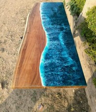 Buy Ocean Beach Epoxy Table, Sea Wave Dining Table, Acacia Wooden Table Decors