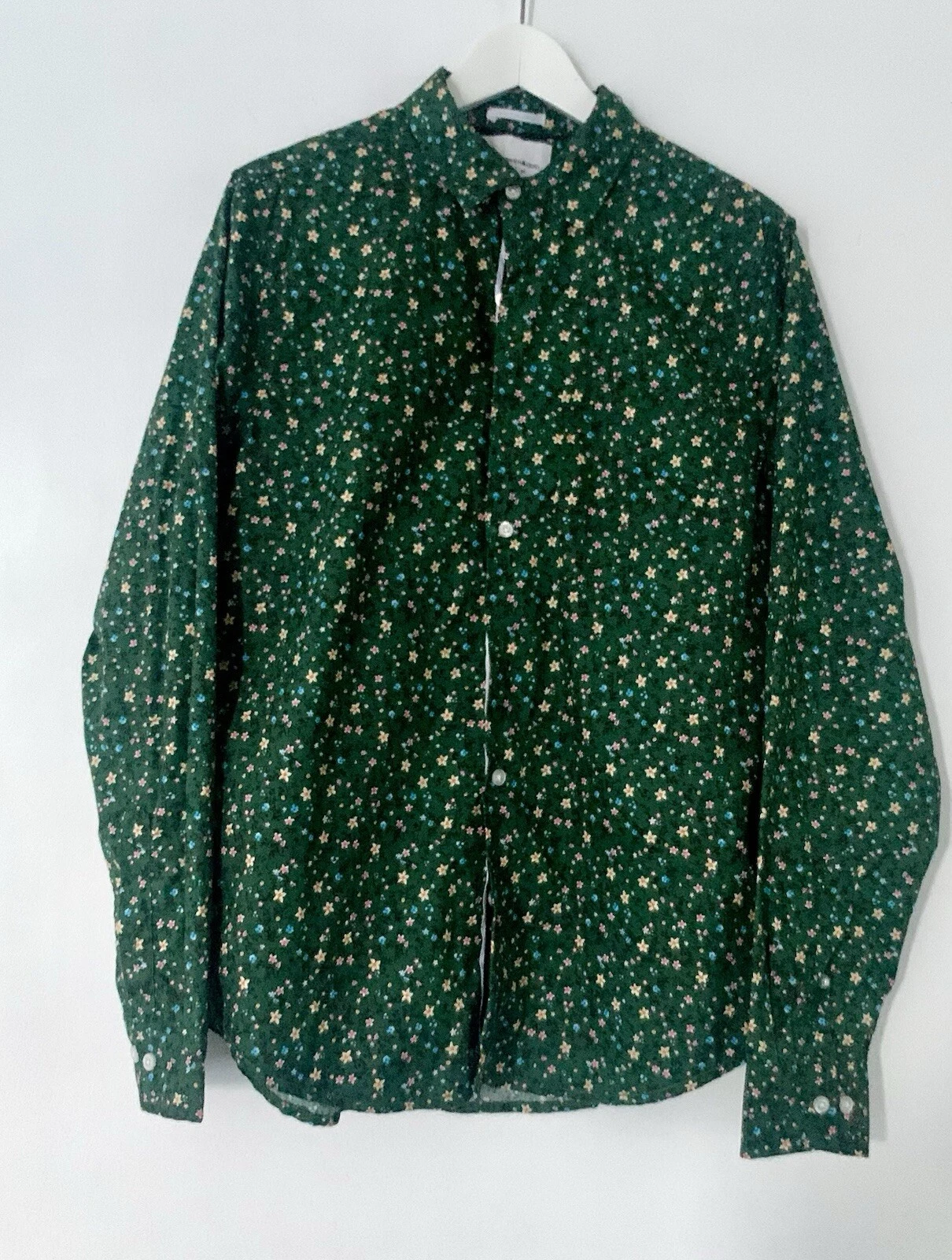 Paper Denim & Cloth Men’s Green Floral Shirt Slim Medium NWT
