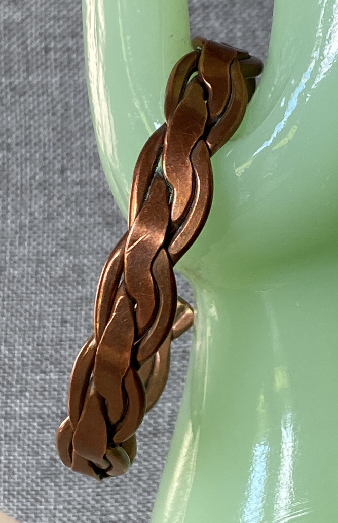 Artisan Modernist Solid Copper Twisted Flat Bangl… - image 2