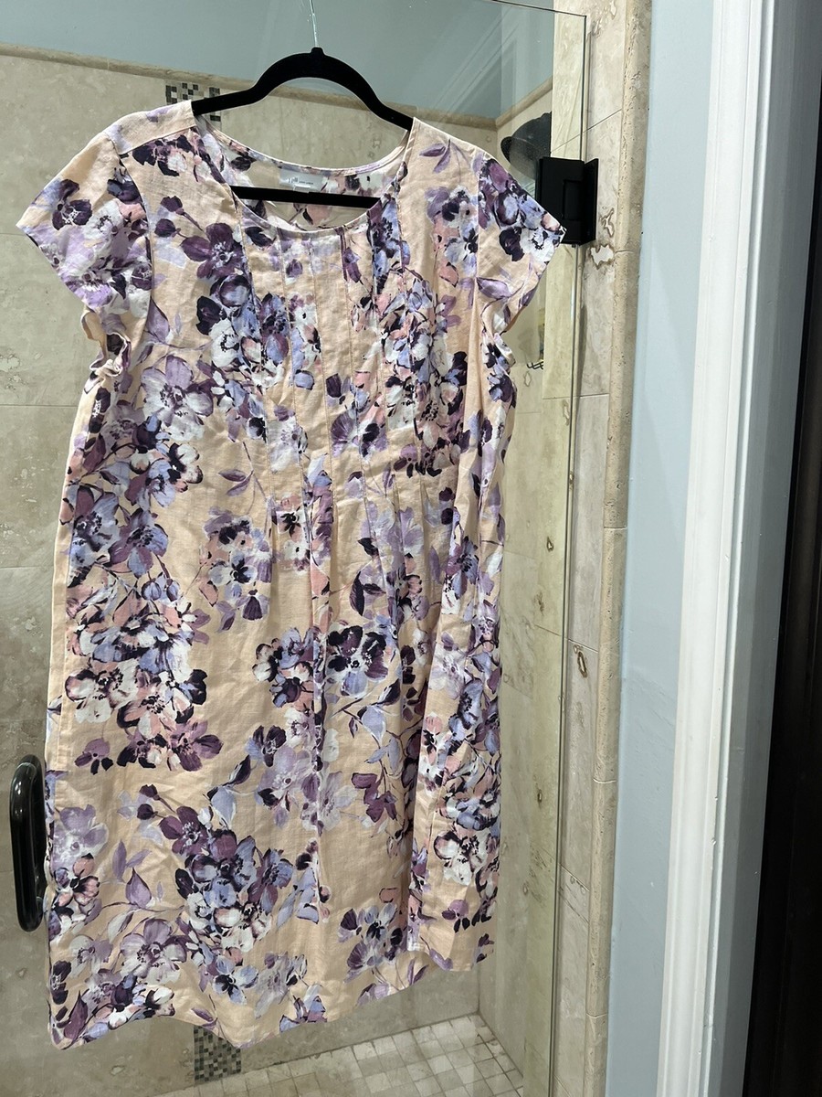 j jill love linen dress J. Jill Love Linen Dress Women Large L Multicolor Shift Dress Short Sleeves