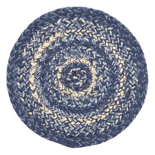 Great Falls JUTE TRIVET 8" Country Rústico Tejido Trenzado Polvo Azul Crema - Imagen 2 de 2