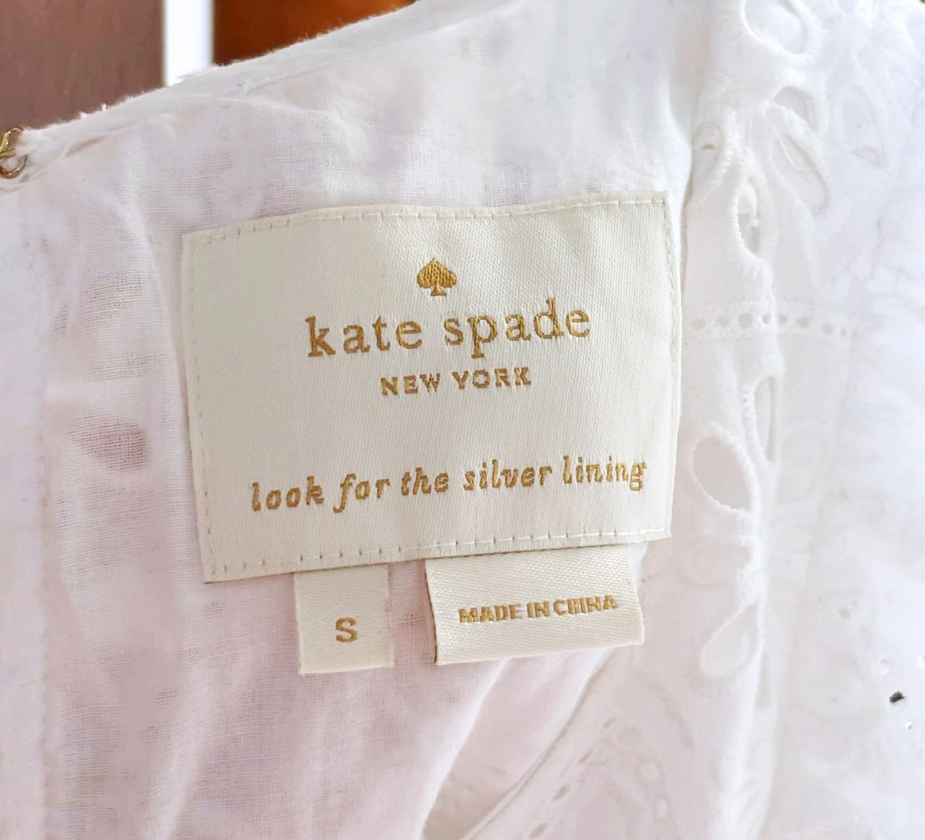 Abito donna Kate Spade bianco Spice Things Up con occhielli taglia S