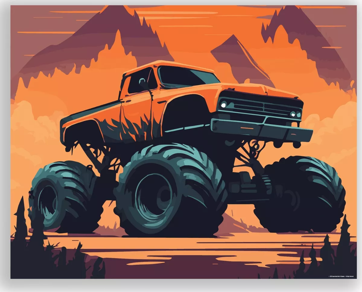 Cartoon Monster Truck Poster  Monster trucks, Monster truck art, Truck art