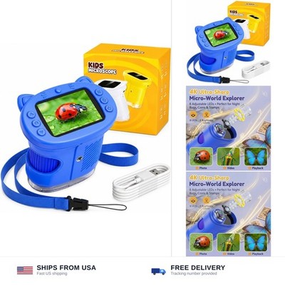 Kids Microscope, 1000X Handheld Digital Pocket Microscope with 2.4'' IPS Scree...