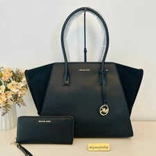 Michael Kors Purse and Wallet Avril Extra-Large Leather and Suede Tote Bag Black