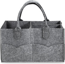 Diaper Caddy Organizer, Portable Baby Basket, Divided, Gray