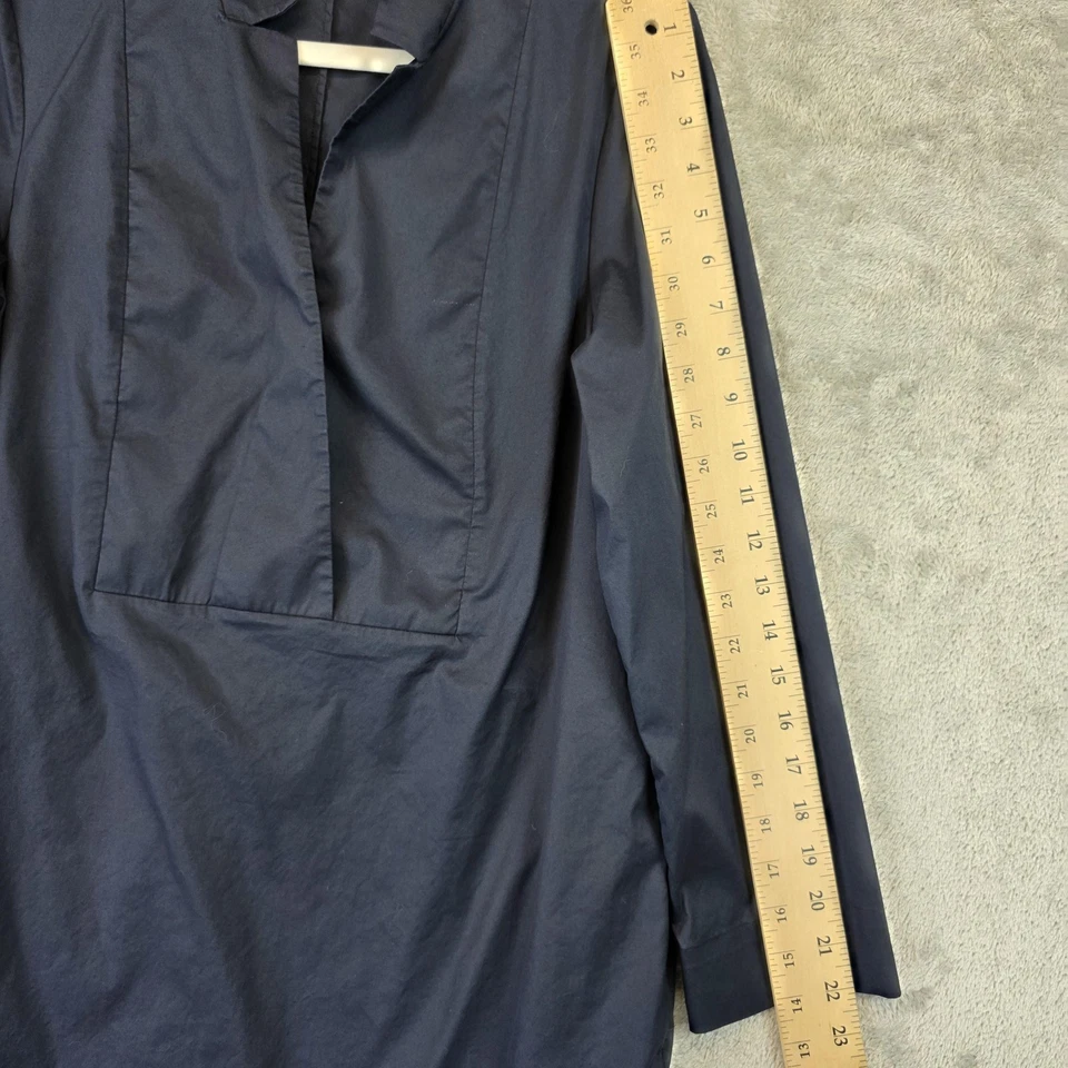 COS Dress Womens 10 Navy Long Sleeve V-Neck Mandarin Collar Minimalist Shift - Image 4 of 4