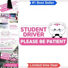 Cute Cat Student Driver Car Magnet 8.7x4.1 Inches Weather Resistant Reusable