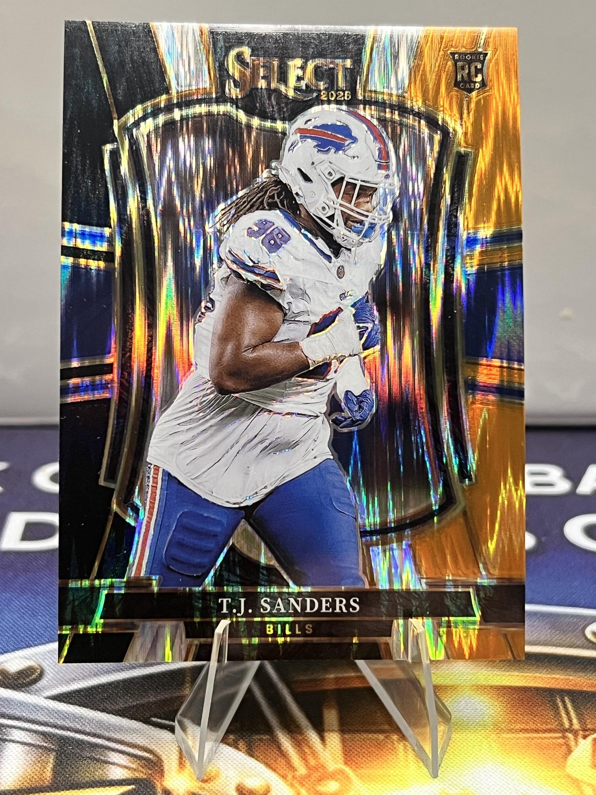 2025 Panini Select #185 T.J. Sanders Black and Orange Prizm Shock
