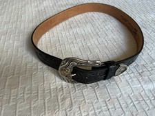 Tony Lama Westerly Ride Black Leather Belt Western Silver Toned C41513 Sz 40 EXC
