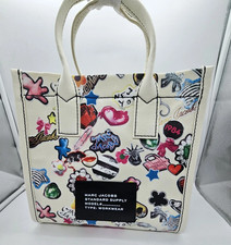 Marc Jacobs Sticker Print Canvas Tote White Limited Edition New MK026049