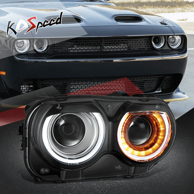 Passenger Side Black Housing Amber Side Headlight for Dodge Challenger 2015-2023