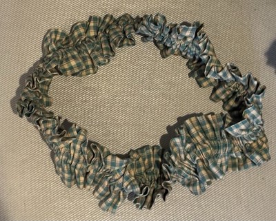 New Green Gold French Country Gingham Fabric Basket Ruffle Garter, 14-33  Easter