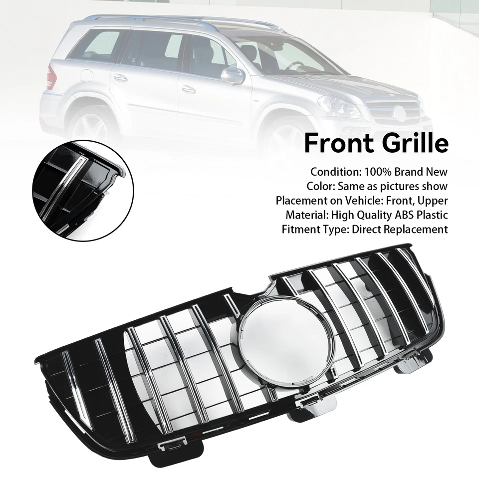 Front Bumper Grill Grille Fits Mercedes-Benz GL X164 GL450 GL500 2010~12 Chrome - Image 2 of 4