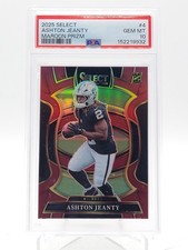 ASHTON JEANTY 2025 SELECT MAROON PRIZM ROOKIE /149 #4 RAIDERS PSA 10 Q5829