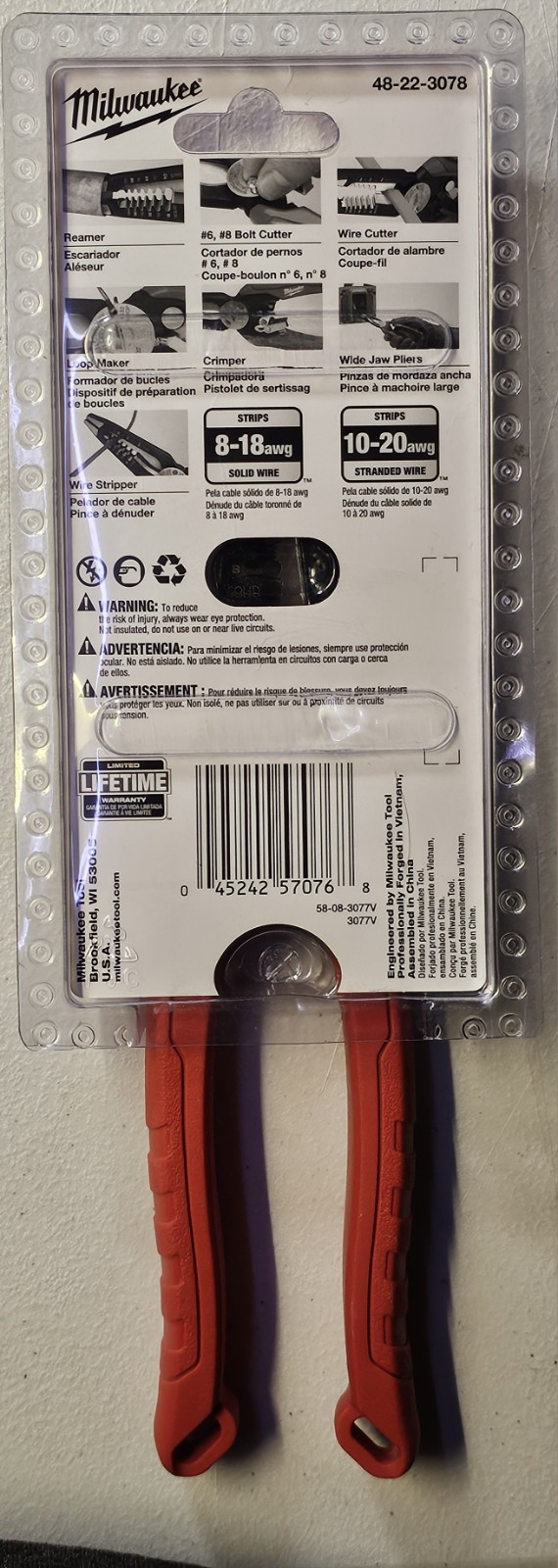 Milwaukee Tool 48-22-3078 High-Leverage 7-1 Combination Pliers (0768) New