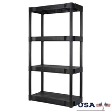 4 Shelf Plastic Shelving Unit Easy Assembly Heavy Duty Storage Garage Utility US
