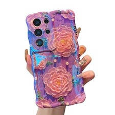 Case for Samsung Galaxy S25 Ultra Retro Oil Painting Peony Purple Floral Art