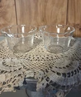 (2) Vintage Pyrex 462 Clear Glass Custard Cups 5 Oz. with 3 Bands Scallop Edge