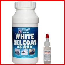 Fiberglass Supply Depot White Gelcoat NO Wax Quart with 15cc Hardener MEKP