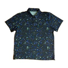 Under Armour 2XL Mens The Playoff Golf Polo Shirt Black Blue Abstract Loose Fit