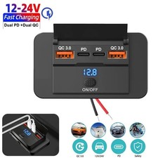 USB C Steckdose 12V/24V Dual PD USB QC 3.0 KFZ Ladeger�t Dose f�r Auto Boot LKW