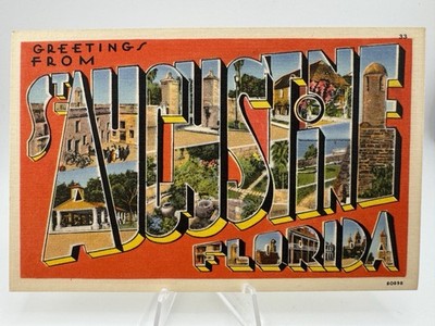 Vintage Greetings From St. Augustine Florida Postcard Travel Tourism Beach