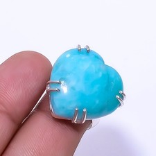 Heart -Amazonite -Peru Solitaire 925 Sterling Silver Ring s.7 R85 Christmas Gift