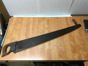 Vintage Warranted Superior Crosscut Two Man Logging Saw Wood Handle 42" Blade