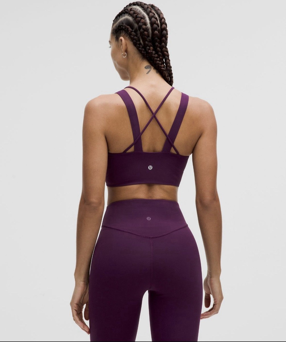 Lululemon ヨガパンツ バーガンディ サイズ4 Lululemon Like a Cloud Ribbed Longline Bra D/DD Cup Size 4 Magenta