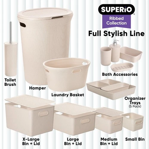 Gerippt Umweltfreundlich Kunststoff Offen Aufbewahrung Behälter Organizer, Groß 15 Liter, 4er Pack - Bild 5 von 9