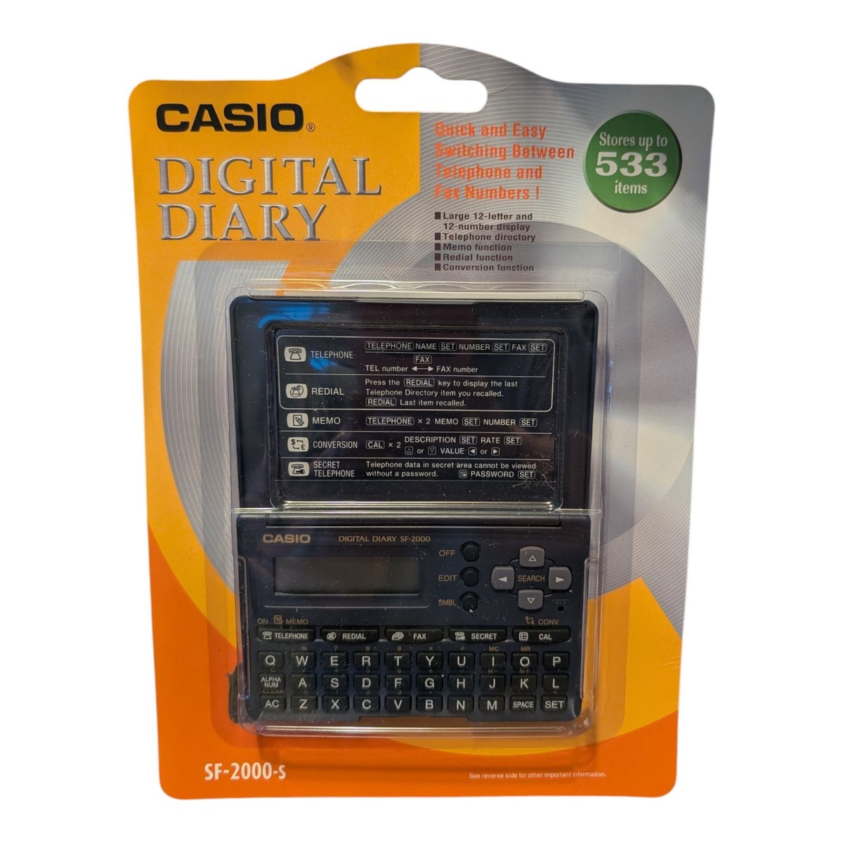 Casio Data Bank Dc-2000 Holds 130 Telephone & Fax Directory for