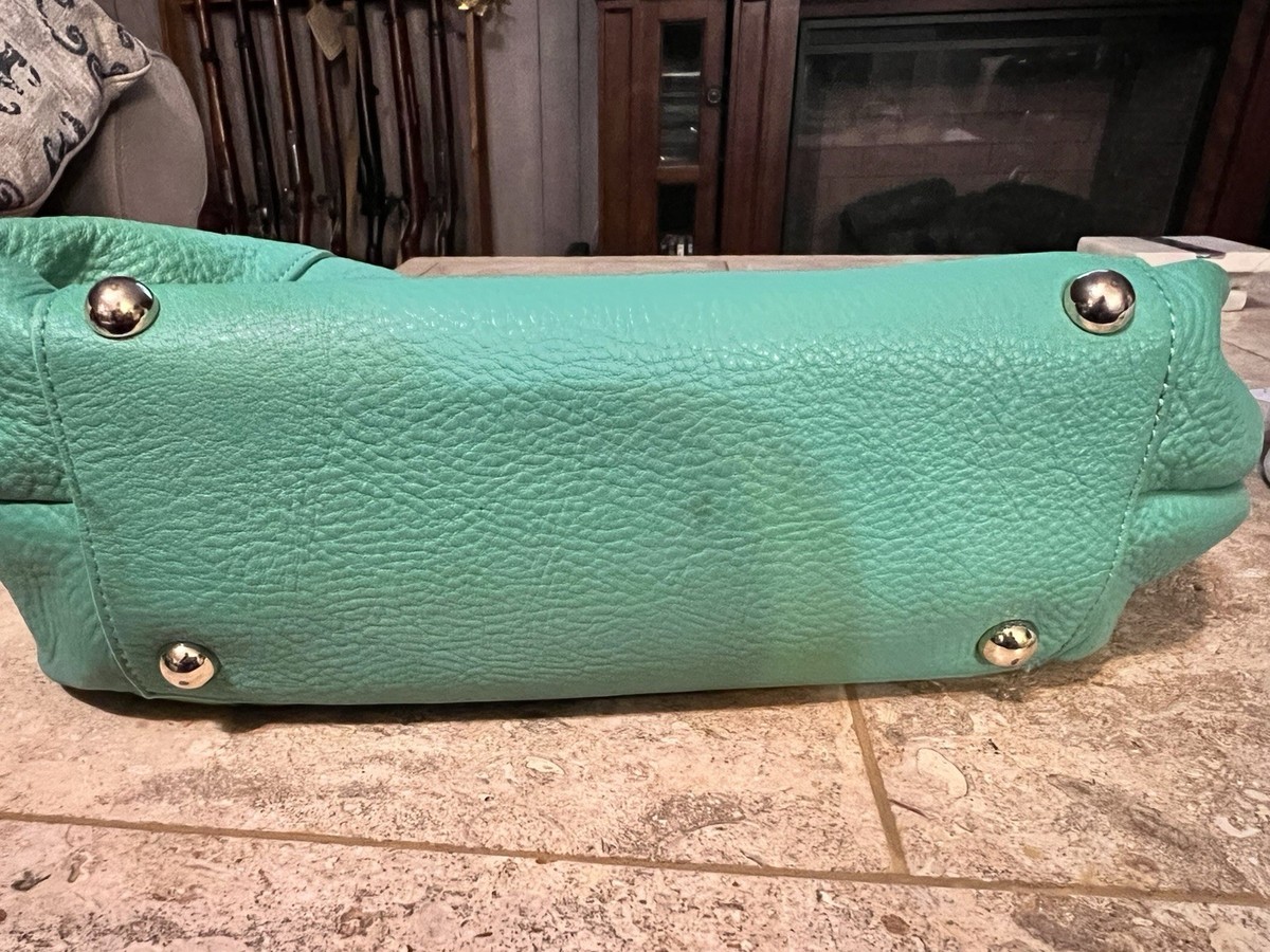 ISAAC MIZRAHI Large Seafoam Green Pebbled Leather Hobo Bag W