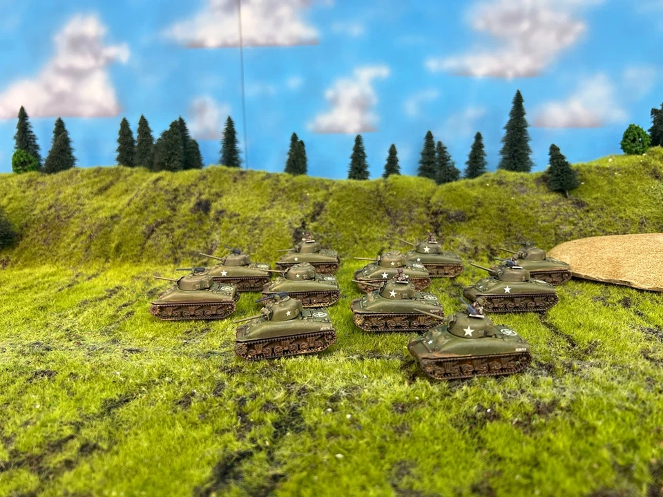 Flames of War U.S. M4A1 Sherman 75mm Tanque Lote x11 Pintado FOW Battlegroup 15mm Foto 4 de 4