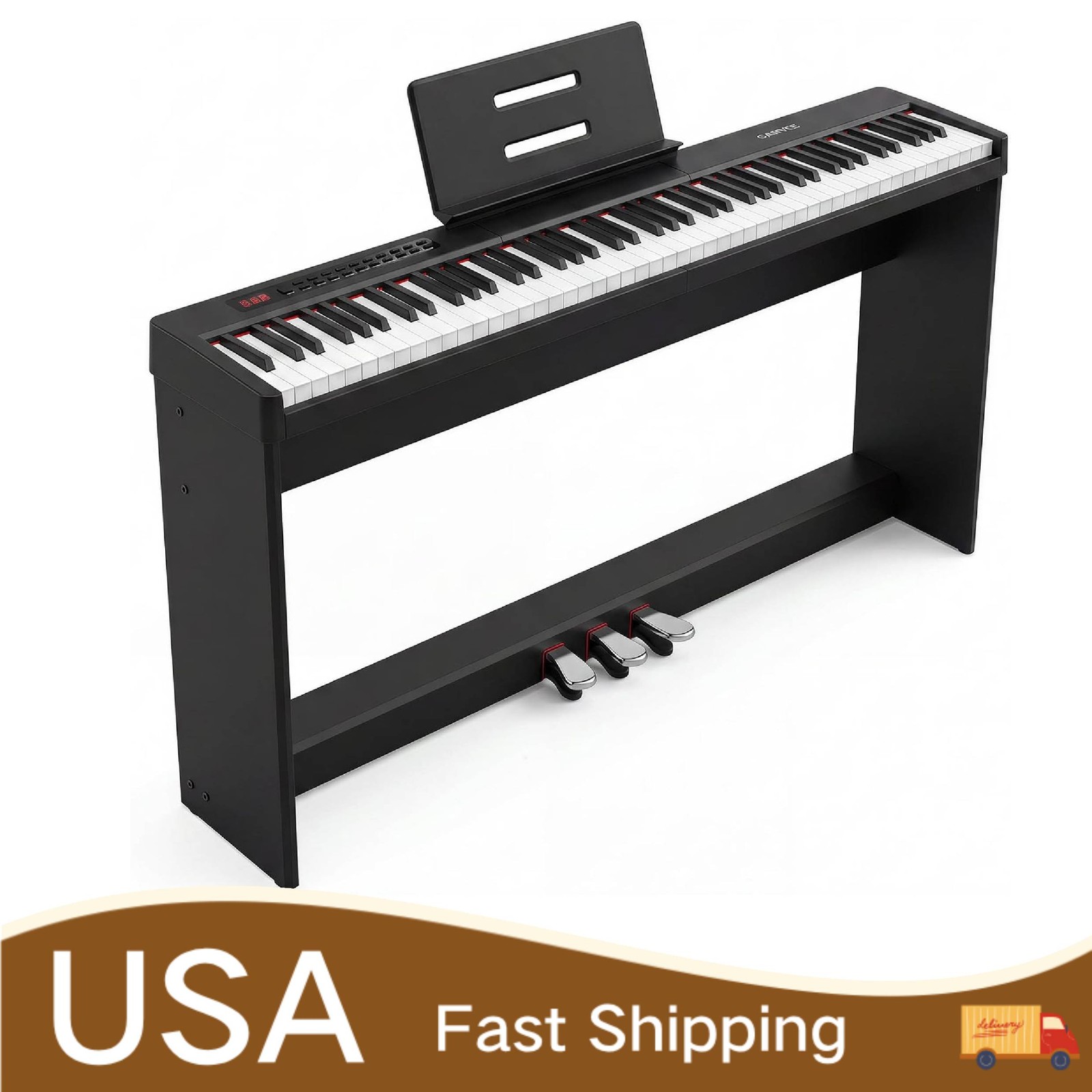 Full-Size Semi-Weighted Upright Electric Keyboard Piano, 88 Key Weighted Digital