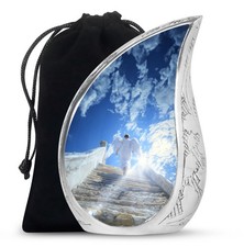 White Angel Wings Cremation Urn For Adult Mother Ashes 10 Inch 