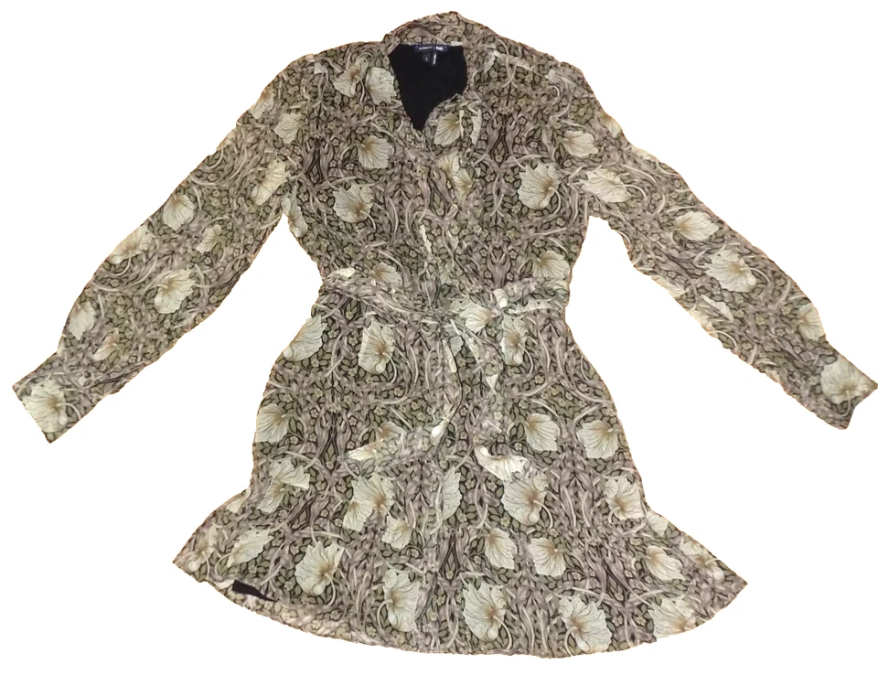 sz S Morris & Co x PAIGE l Vittoria Art Nouveau Floral Silk Georgette Mini Dress - Image 2 of 4