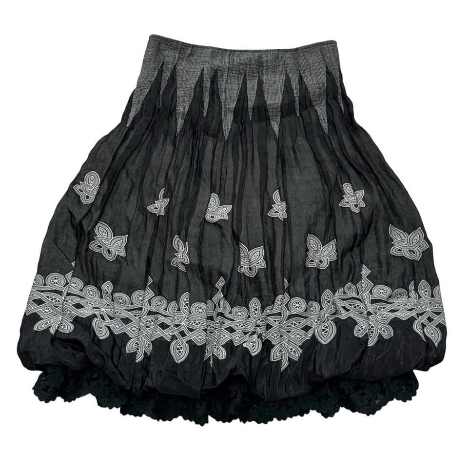 Alberto Makali VTG Embroidered Bubble Skirt Tulle Lace Hem Size 8