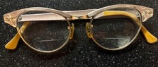 50s-60s SRO 12kgf Gold Filled Cat Eye Browline Eyeglasses Pink Estate 5 3/4