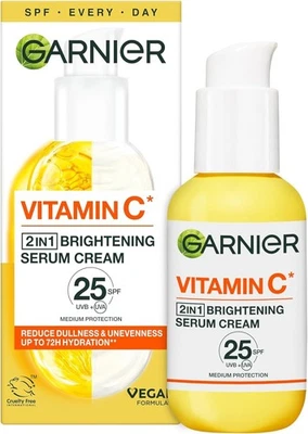 Garnier Vitamin C 2 in 1 Brightening Cream: Hydrating SPF 25 Moisturizer 50ml