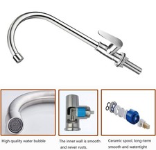 Stainless Steel Cold Water Kitchen Tap Single Handle Garden Bar Brushed Nickel