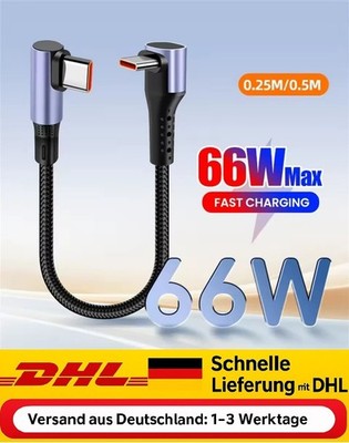 Typ C USB-C USB Kurz 90° Winkelkabel schnell Ladekabel für Samsung Huawei
